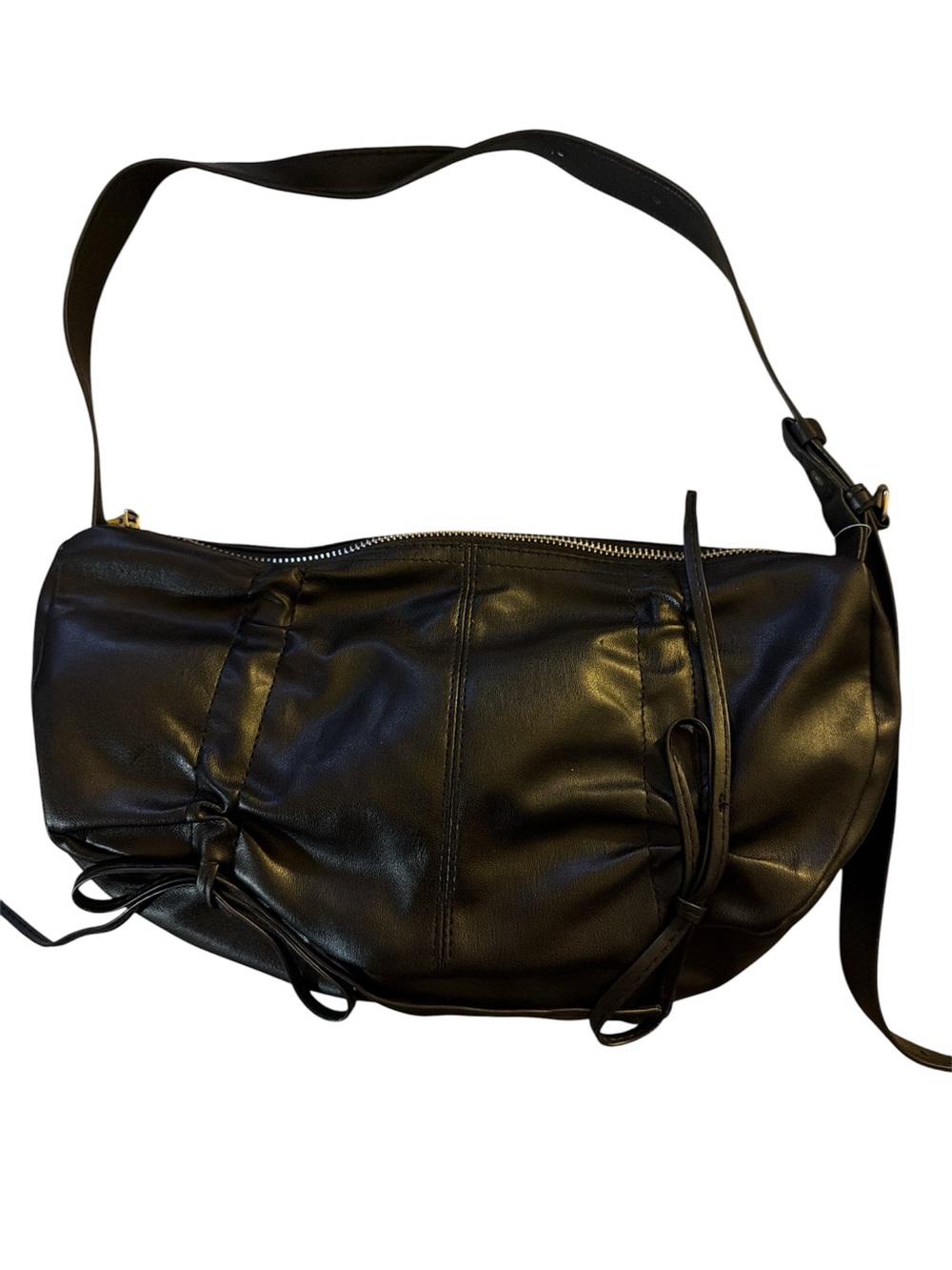 No Boundaries Women's Fashion Drawstring Hobo Bag in Black